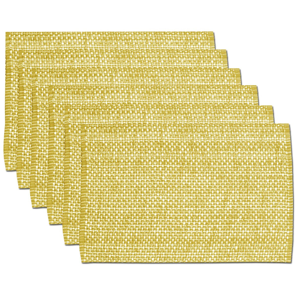Sweet Home Collection 100% Cotton Placemats for Dining Room Rectangle Two Tone Woven Fabric 13" x 19" Soft Durable Table Mat Set, Set of 4, Eggshell