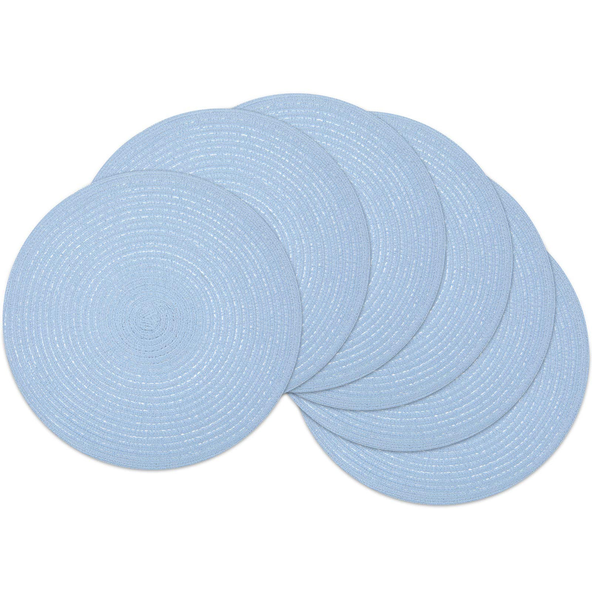 SHACOS Round Braided Placemats Set of 4 Dining Table Placemats 15 inch Circle Place Mats Easy to Clean Table Mats Indoor Outdoor, Blue Gray