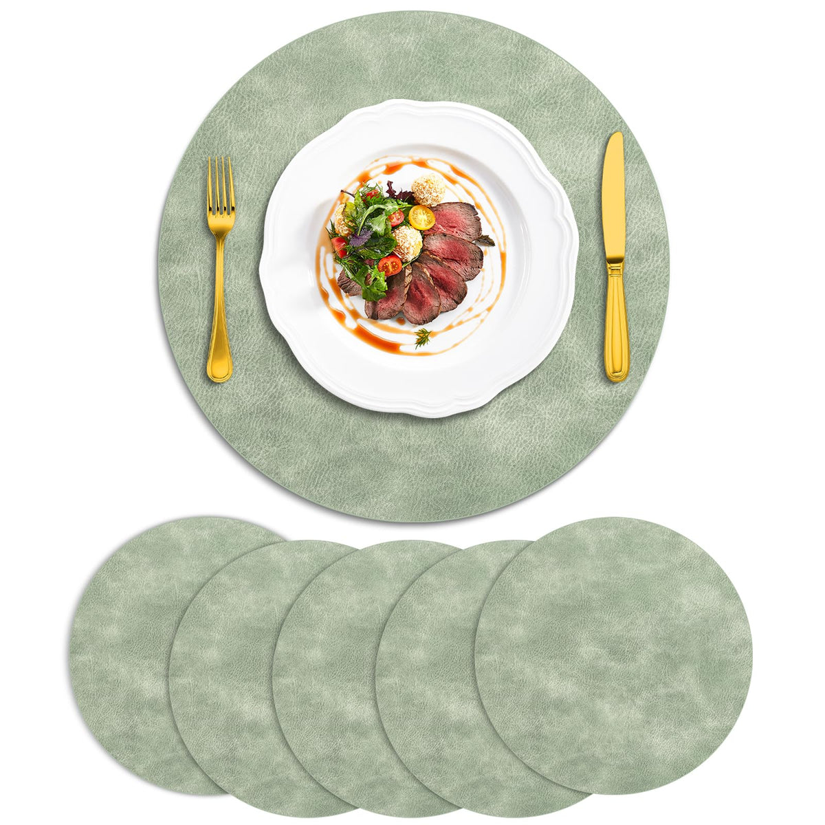 ADRIMER Placemats, Heat Resistant Oval Place Mats Set of 4 Easy to Clean