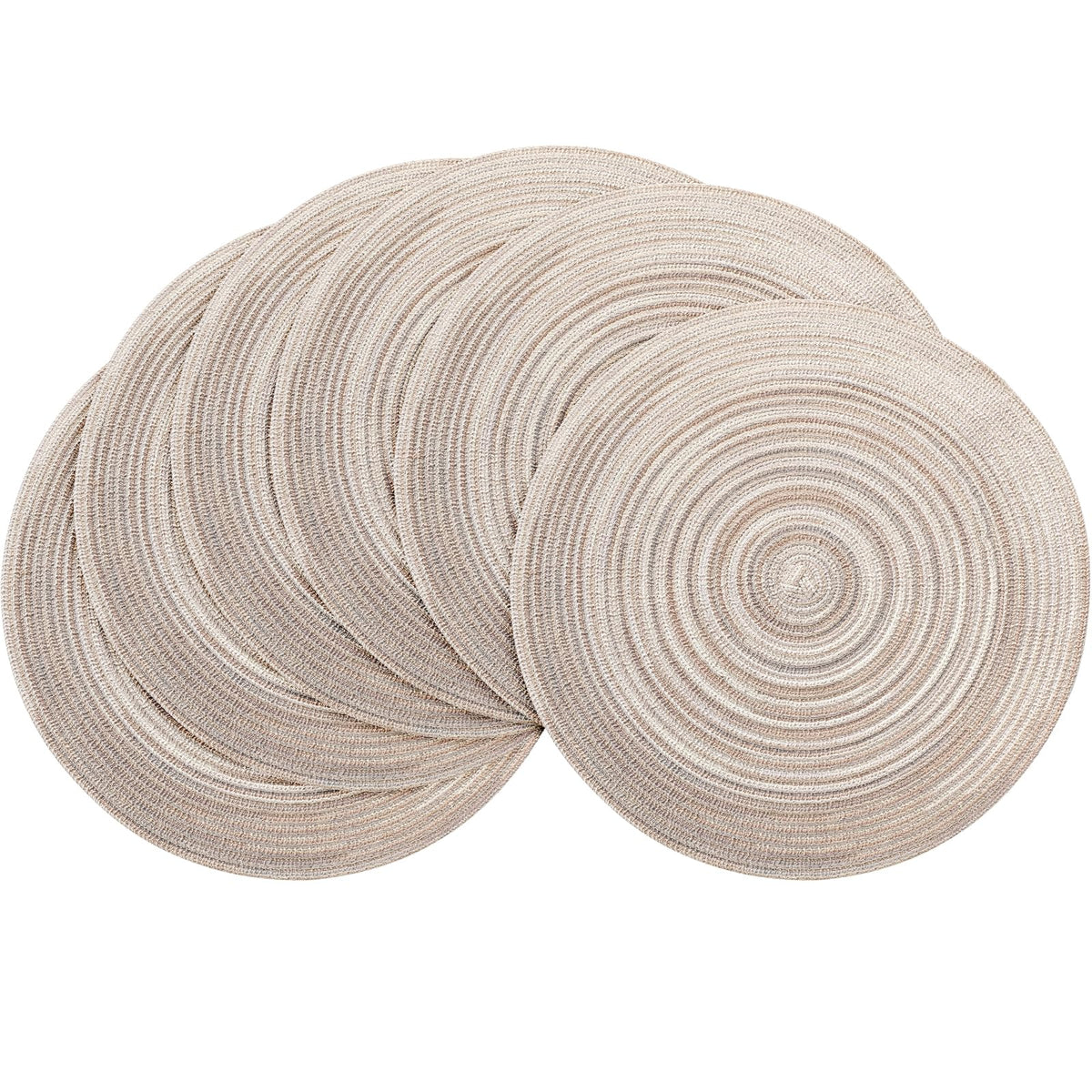 Floroom 15 Inch Round Braided Placemats Set of 4, Washable Heat Resistant Cotton Polyester Circle Place Mats for Kitchen Dining Table - Black