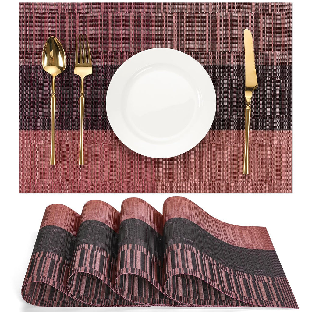Placemats Set of 8, Vinyl Woven Heat-Resistant Place Mats