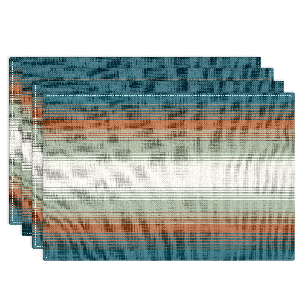 Emvency Farmhouse Placemats Set of 4, 12x18 Inch, Abstract Blue Grey
