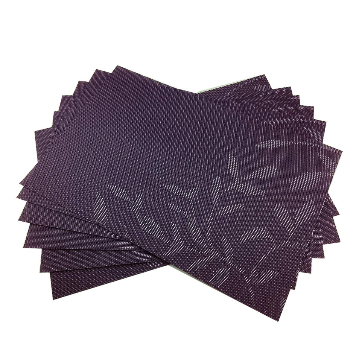 Place Mats PVC Set of 6, Table Placemats Set of 6 PVC Woven Vinyl Place Mats Table Mats Natural Color (6 pcs, Silver Tree)