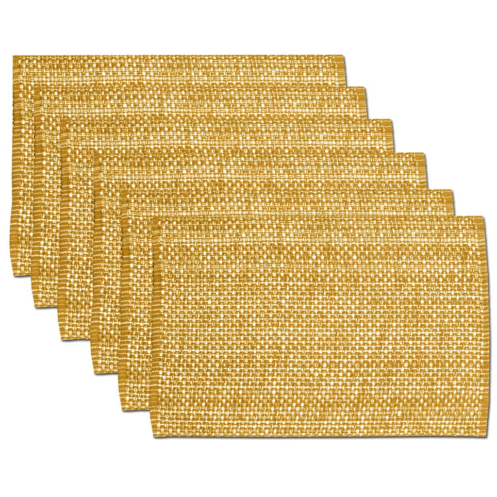 Sweet Home Collection 100% Cotton Placemats for Dining Room Rectangle Two Tone Woven Fabric 13" x 19" Soft Durable Table Mat Set, Set of 4, Eggshell