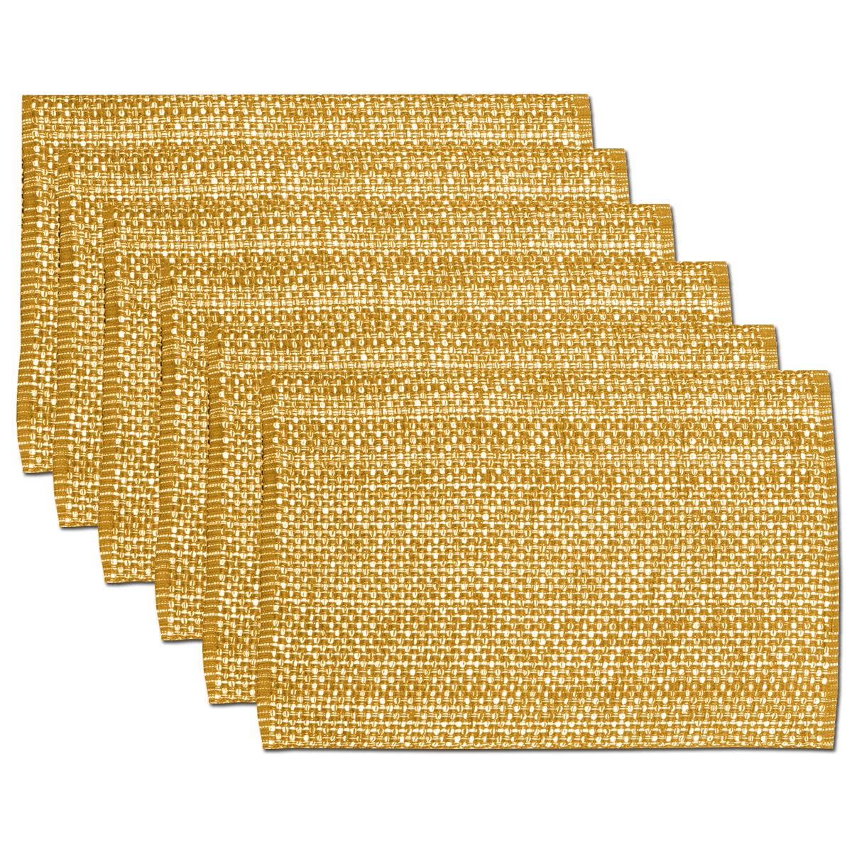 Sweet Home Collection 100% Cotton Placemats for Dining Room Rectangle Two Tone Woven Fabric 13" x 19" Soft Durable Table Mat Set, Set of 6, Eggshell