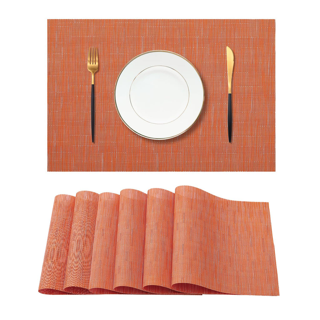 Leetaltree Light Brown Placemats Set of 8 - Heat Resistant Woven Vinyl