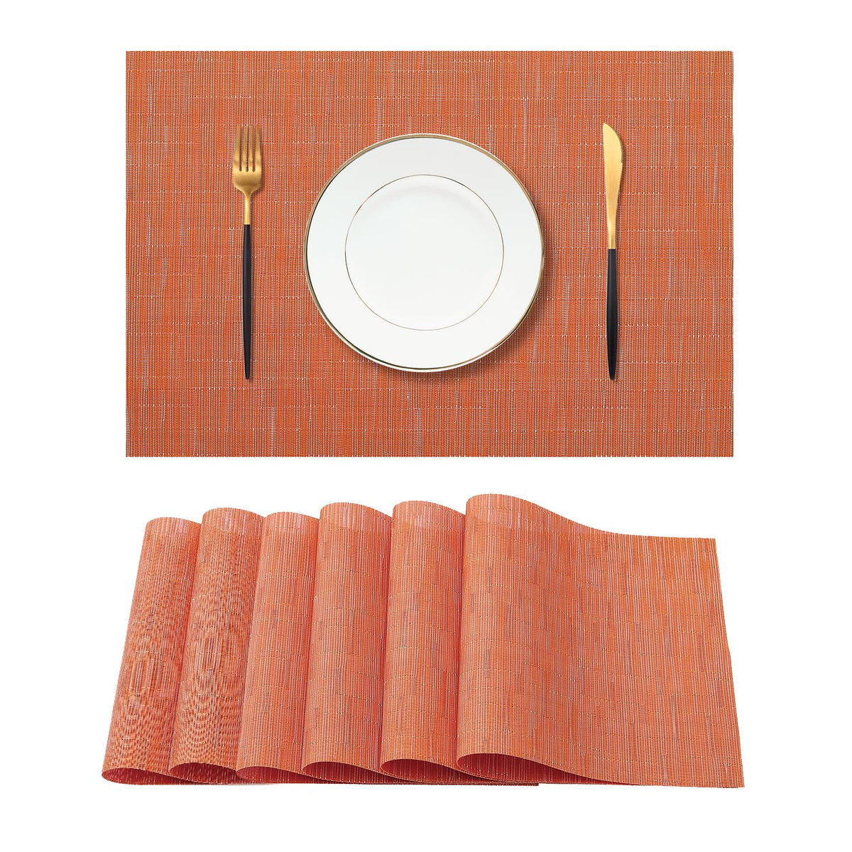 Leetaltree Beige Placemats Set of 4 - Heat-Resistant, Non-Slip Table Mats, Washable Woven Vinyl for Indoor & Outdoor Dining