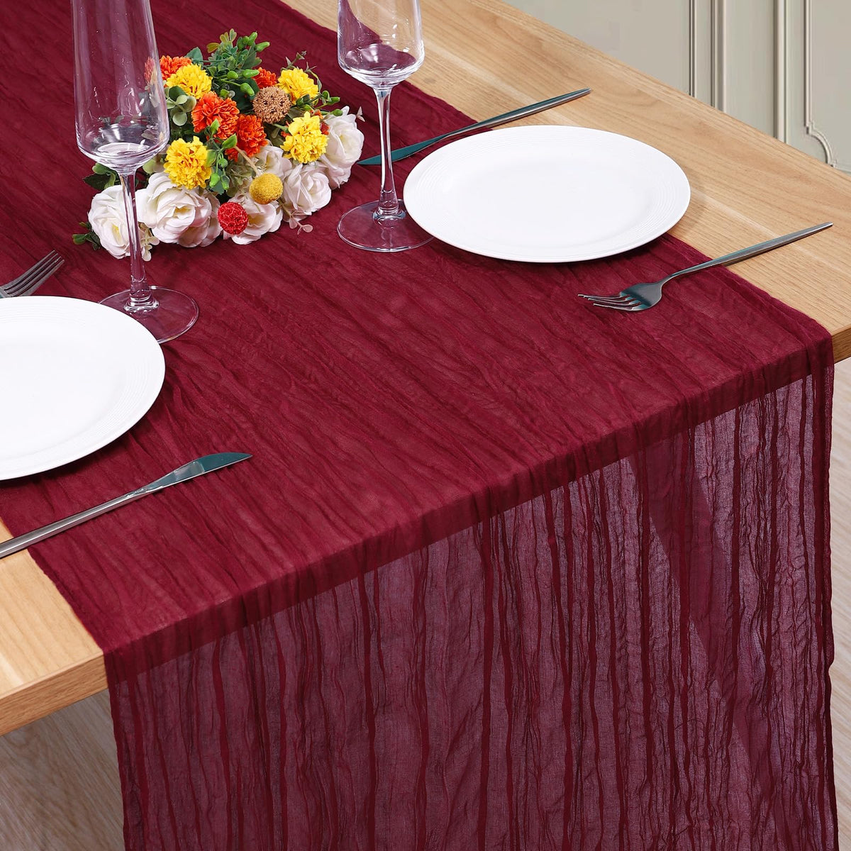 12 Pack Cheesecloth Table Runner, Runner Gauze Boho Wedding Decor Romantic Table Runner for Wedding Birthday Party(35" x 118") (Terracotta)