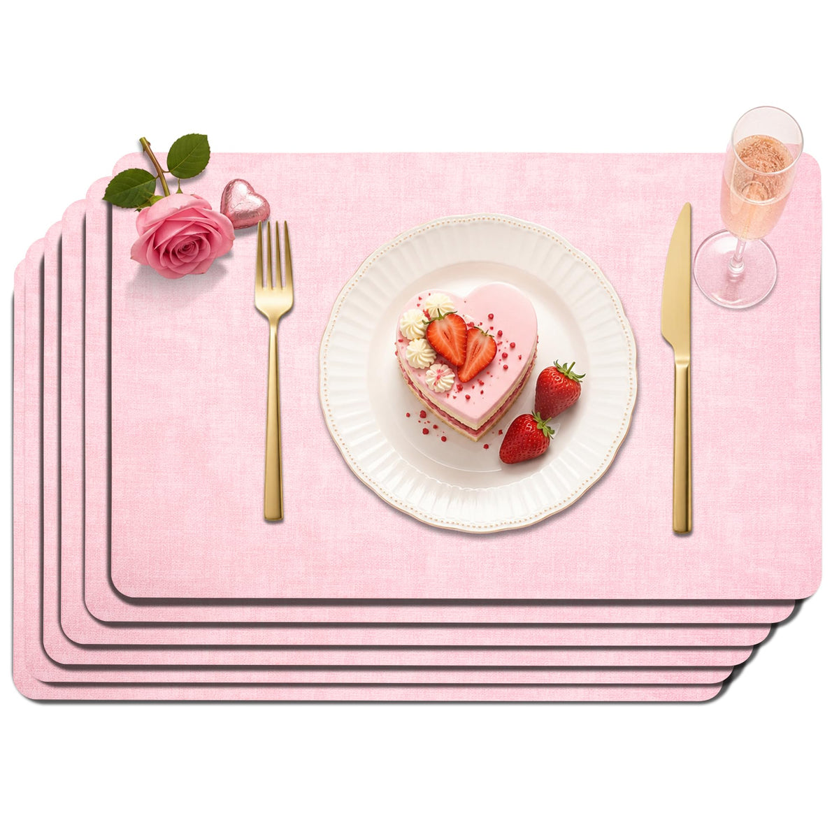 Maxpearl Faux Leather Placemats Set of 6, Easy to Clean, Beige