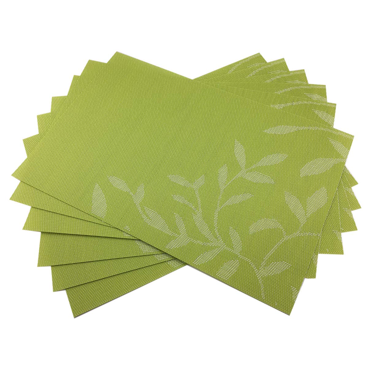 Place Mats PVC Set of 6, Table Placemats Set of 6 PVC Table Mats Natural Color (6 pcs, Red Leaves)