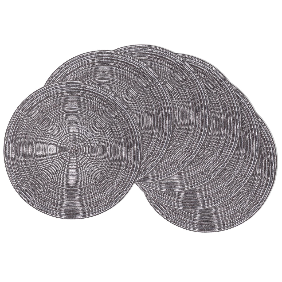 SHACOS Round Braided Placemats Set of 4 Dining Table Placemats 15 inch Circle Place Mats Easy to Clean Table Mats Indoor Outdoor, Blue Gray