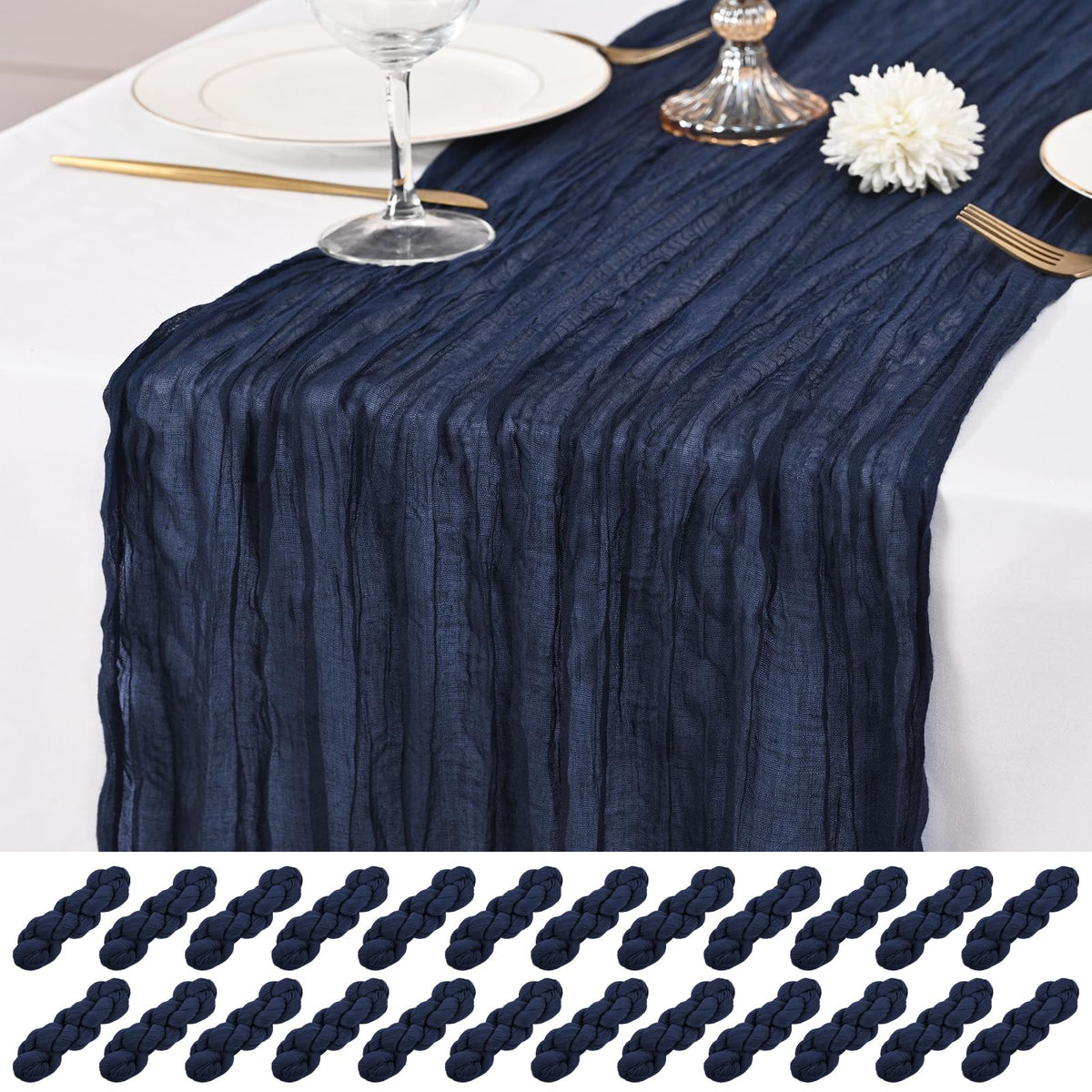 12 Pack Ivory Table Runner 10Ft Cheesecloth Table Runner Rustic Gauze Table Runners Romantic Long Cream Sheer Fabric Cheese Cloth Table Runners for Wedding Party Bridal Baby Shower