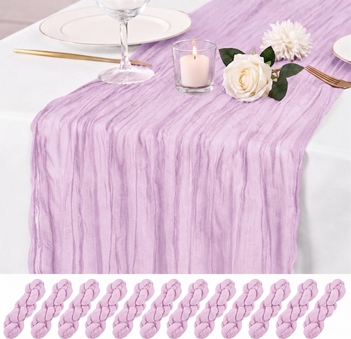 12 Pack Orange Cheesecloth Table Runner 17x108 Inch Boho Rustic Semi Sheer Gauze Cheese Cloth Table Runner for Wedding Bridal Shower Baby Shower Party Farmhouse Dining Table Decor