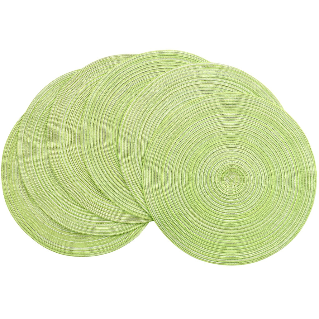 Floroom 15 Inch Round Braided Placemats Set of 4, Washable Heat Resistant Cotton Polyester Circle Place Mats for Kitchen Dining Table - Black