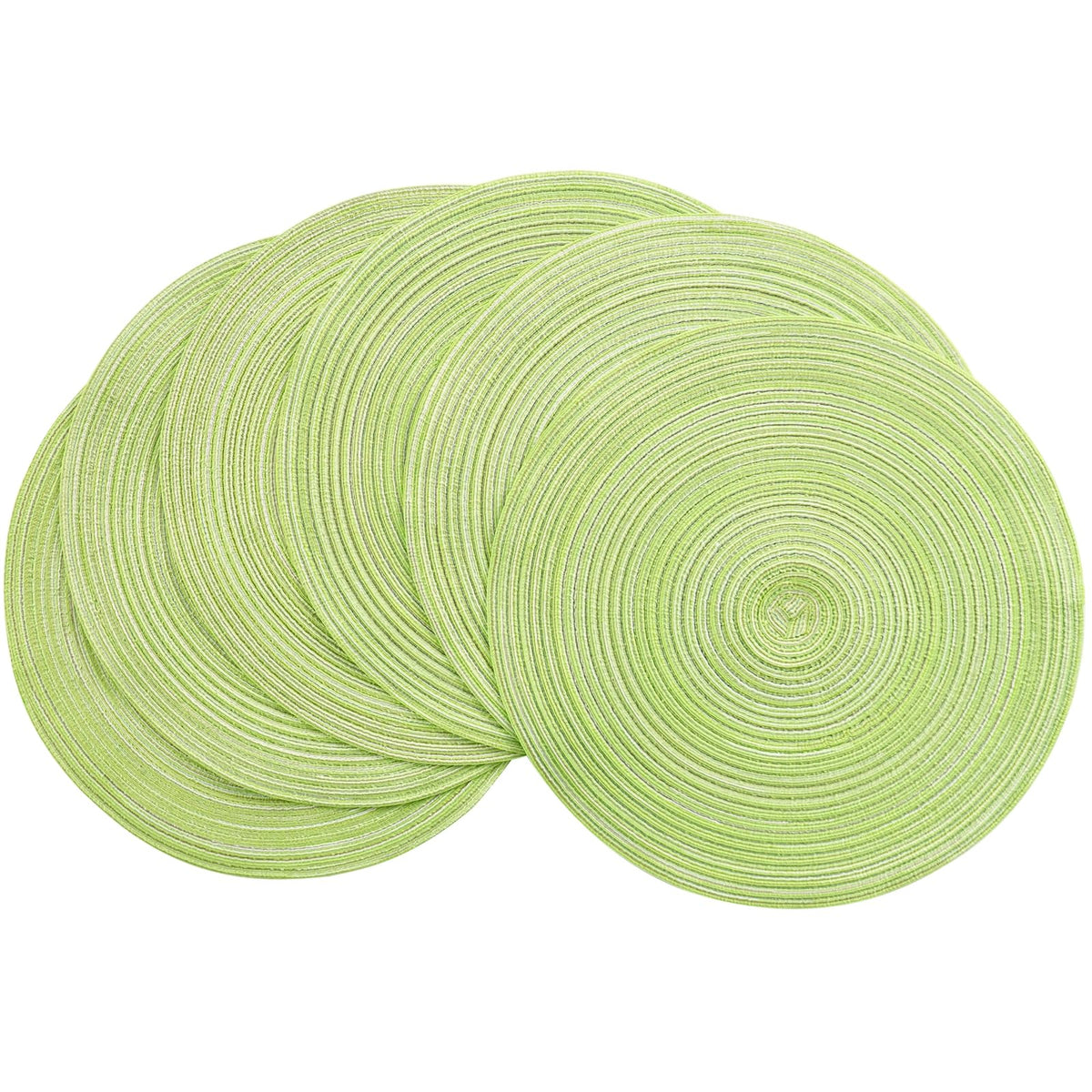 Floroom 15 Inch Round Braided Placemats Set of 4, Washable Heat Resistant Cotton Polyester Circle Place Mats for Kitchen Dining Table - Black