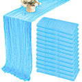 35x72 Inch Sage Green Cheesecloth Table Runner Fall Boho Wedding Decor
