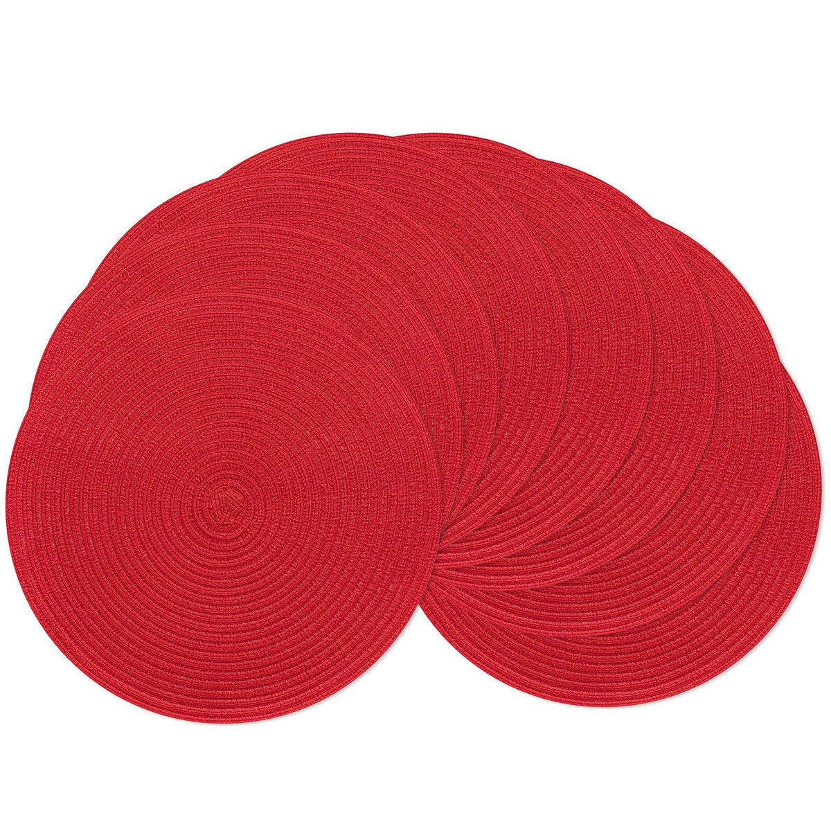 SHACOS Round Braided Placemats Set of 4 Dining Table Placemats 15 inch Circle Place Mats Easy to Clean Table Mats Indoor Outdoor, Blue Gray