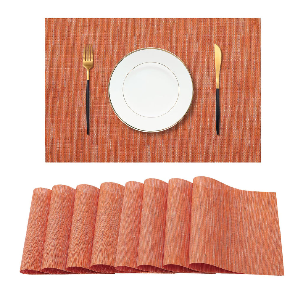 Leetaltree Beige Placemats Set of 4 - Heat-Resistant, Non-Slip Table Mats, Washable Woven Vinyl for Indoor & Outdoor Dining