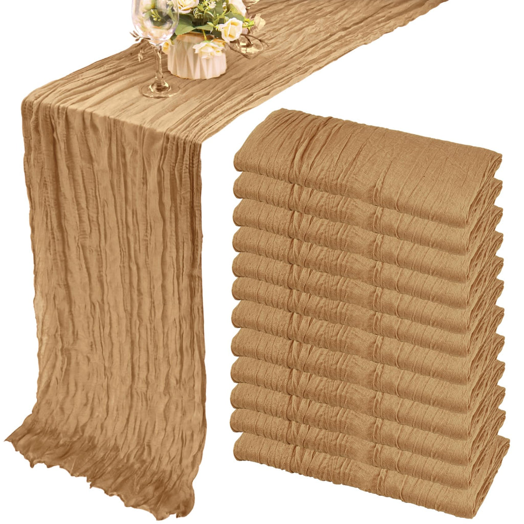 35x72 Inch Sage Green Cheesecloth Table Runner Fall Boho Wedding Decor