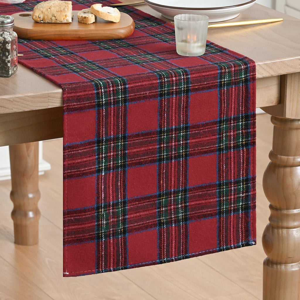 Artoid Mode Rust Farmhouse Plaid Fall Table Runner 13x72 Inch