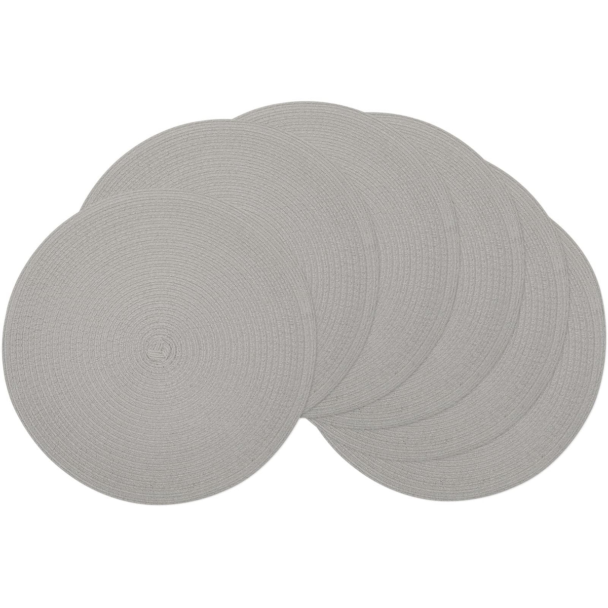 SHACOS Round Braided Placemats Set of 4 Dining Table Placemats 15 inch Circle Place Mats Easy to Clean Table Mats Indoor Outdoor, Blue Gray