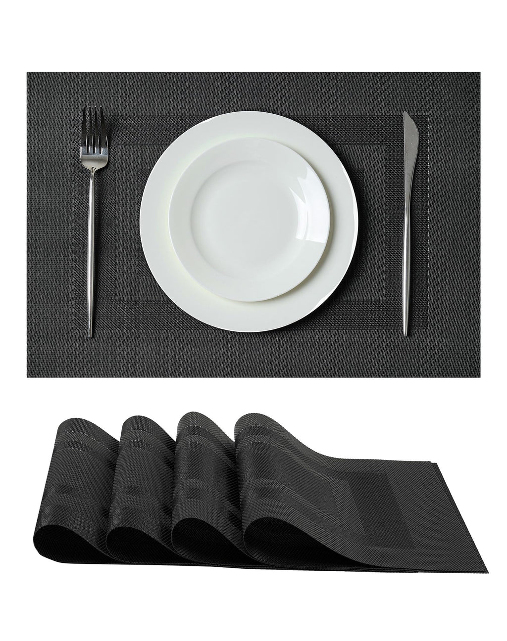 Leetaltree Light Brown Placemats Set of 8 - Heat Resistant Woven Vinyl