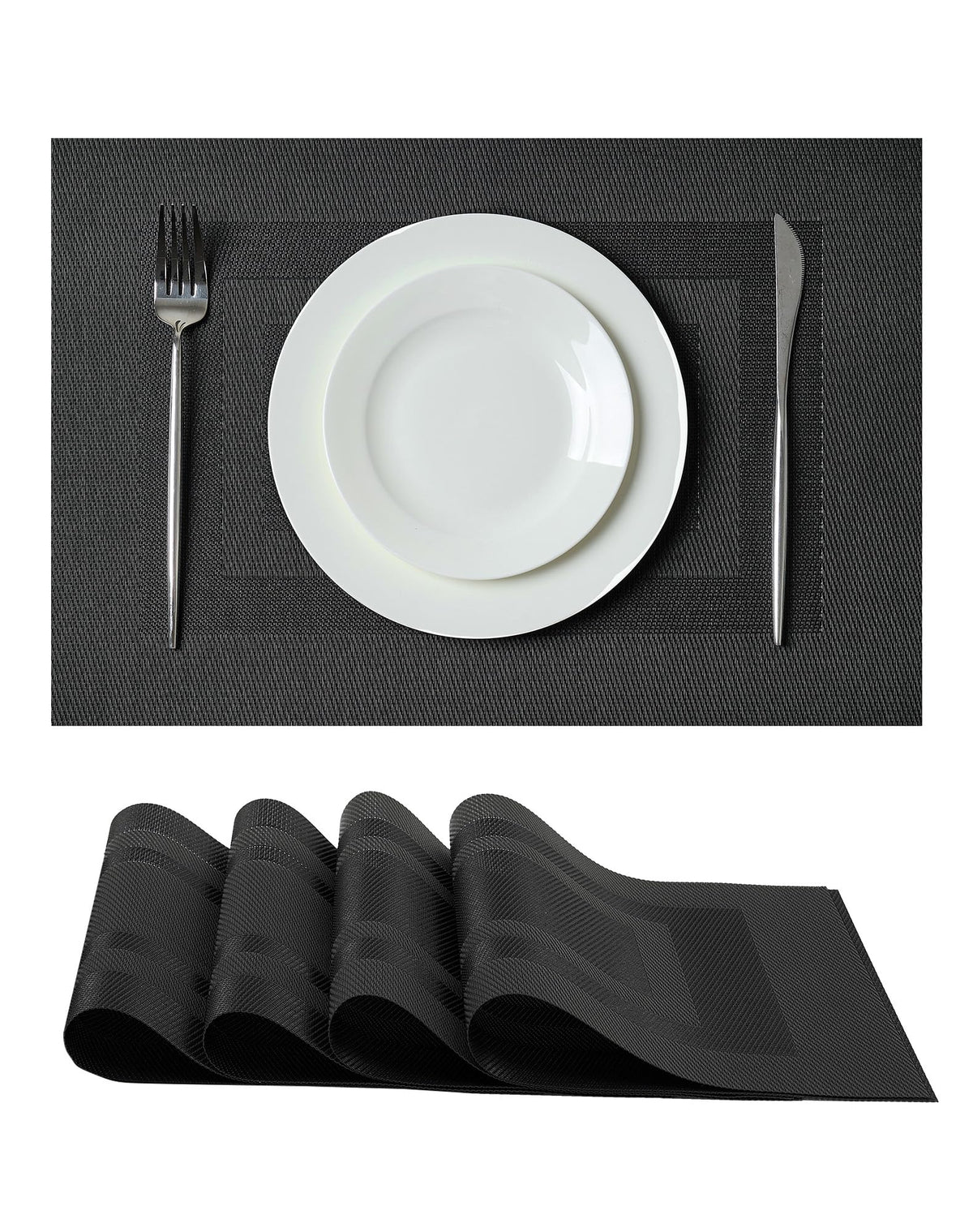Leetaltree Light Brown Placemats Set of 8 - Heat Resistant Woven Vinyl