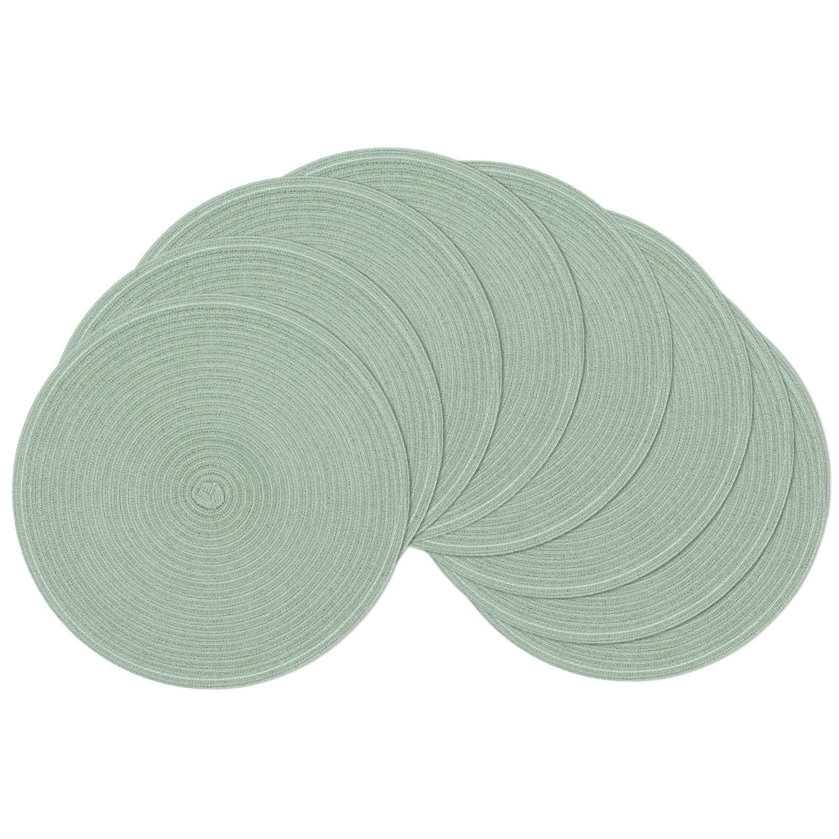 SHACOS Round Braided Placemats Set of 4 Dining Table Placemats 15 inch Circle Place Mats Easy to Clean Table Mats Indoor Outdoor, Blue Gray