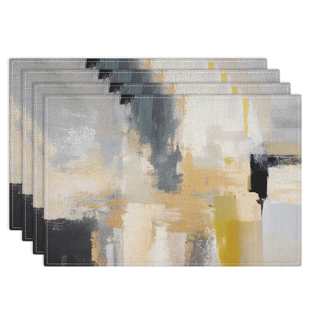 Emvency Farmhouse Placemats Set of 4, 12x18 Inch, Abstract Blue Grey