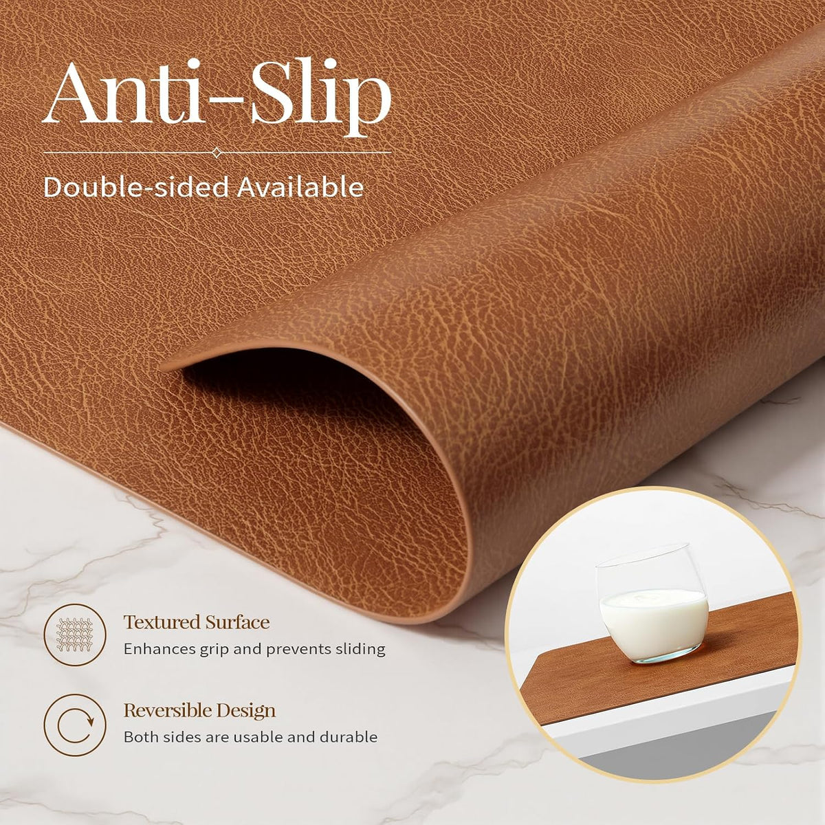 Homaxy Vinyl Heat Resistant Placemats Set of 6, Reddish Brown