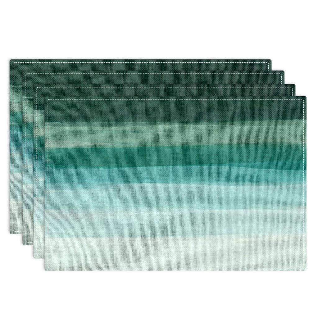 Emvency Farmhouse Placemats Set of 4, 12x18 Inch, Abstract Blue Grey