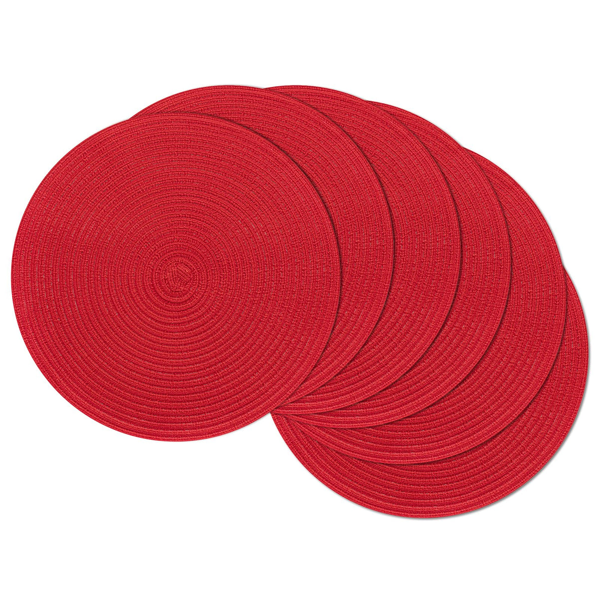 SHACOS Round Braided Placemats Set of 4 Dining Table Placemats 15 inch Circle Place Mats Easy to Clean Table Mats Indoor Outdoor, Blue Gray