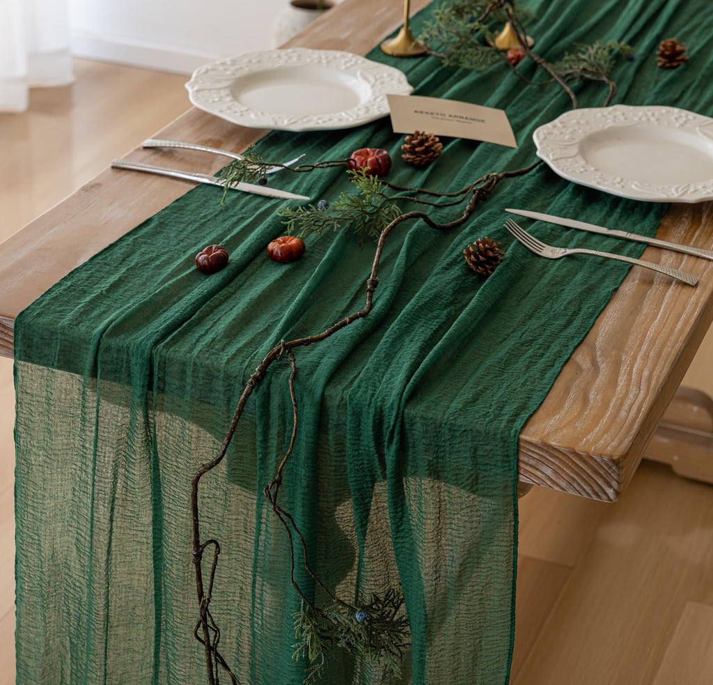 Sage Green Cheesecloth Table Runner 120 Inches Fall Party Home Decorations