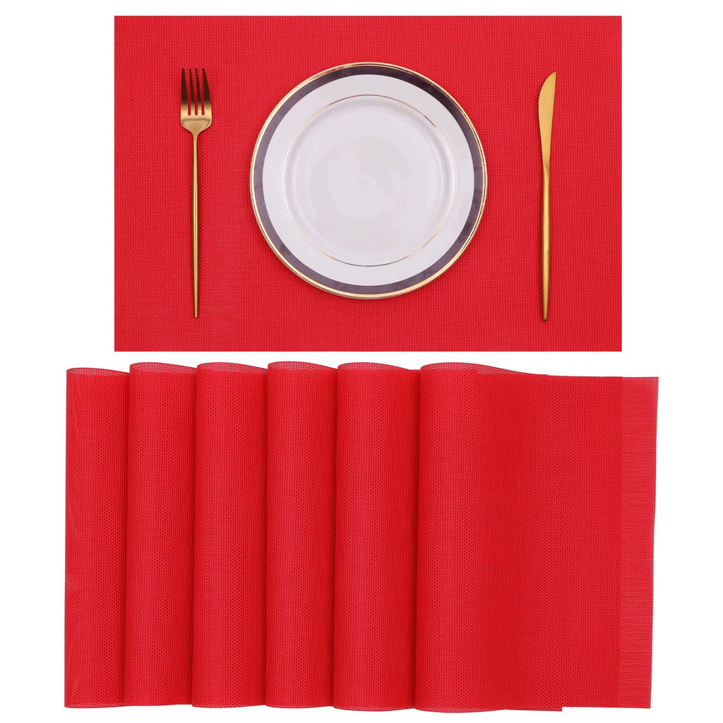 SHACOS Teal Blue Woven Placemats Set of 6 Place Mats for Dining Table