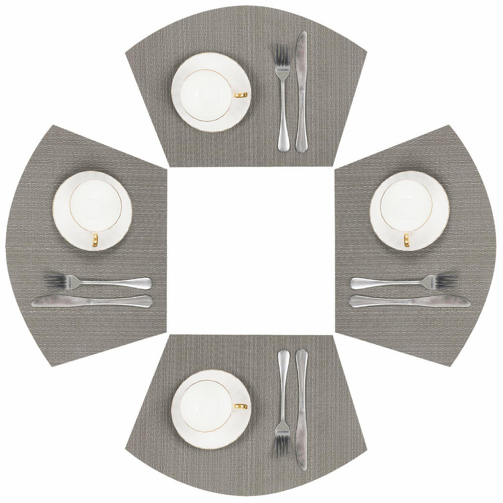 SHACOS Wedge Shape Placemats Set of 4 Woven Vinyl Placemat for Round Table