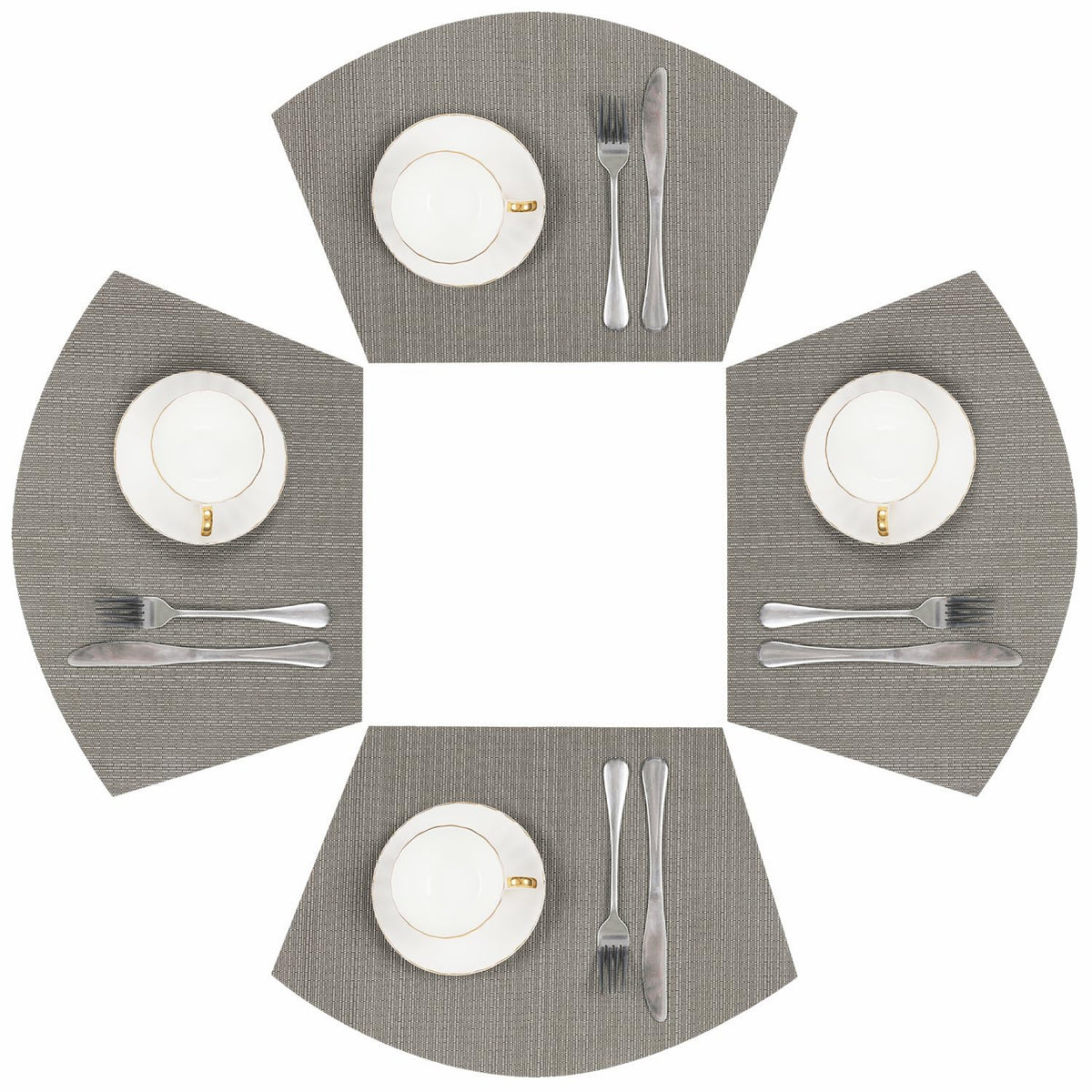 SHACOS Wedge Shape Placemats Set of 4 Woven Vinyl Placemat for Round Table