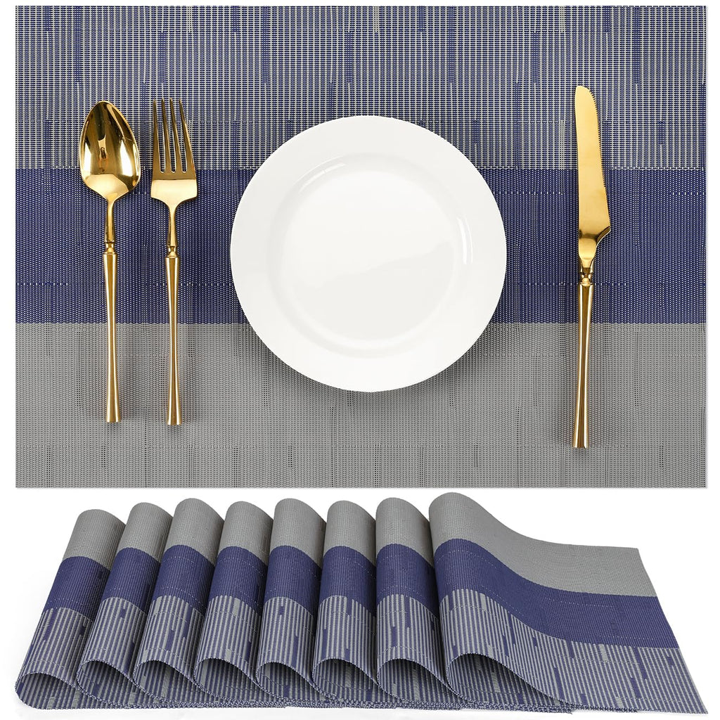 Placemats Set of 8, Vinyl Woven Heat-Resistant Place Mats