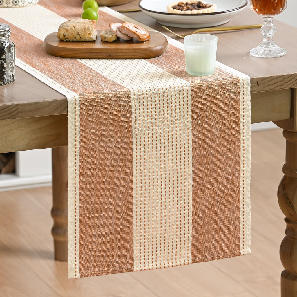 Artoid Mode Sage Green Farmhouse Rustic Table Runner, Seasonal Macrame Fabric Kitchen Dining Holiday Wedding Table Decor for Home Party 13x72 Inch