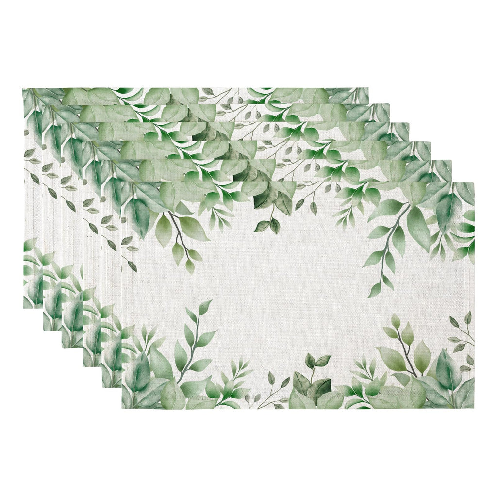 QIYI Boho Table Placemats Set of 4, 12"x18" Linen Place Mats, Wildflowers