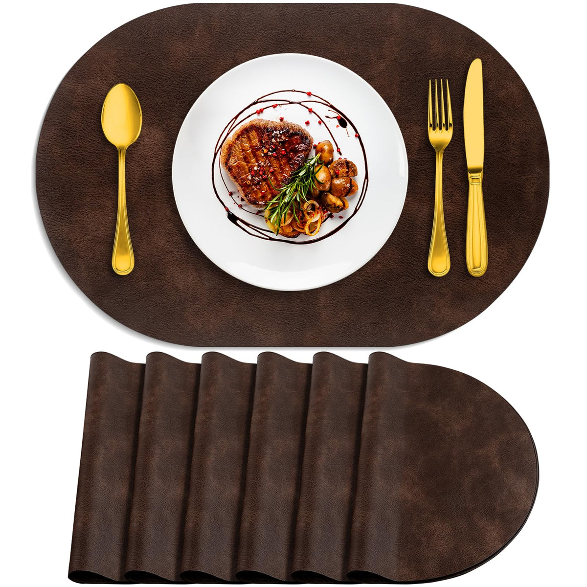 ADRIMER Placemats, Heat Resistant Oval Place Mats Set of 4 Easy to Clean