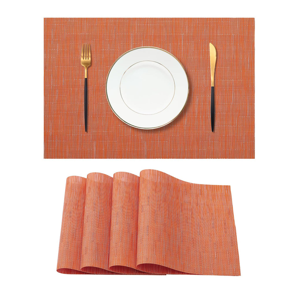 Leetaltree Light Brown Placemats Set of 8 - Heat Resistant Woven Vinyl