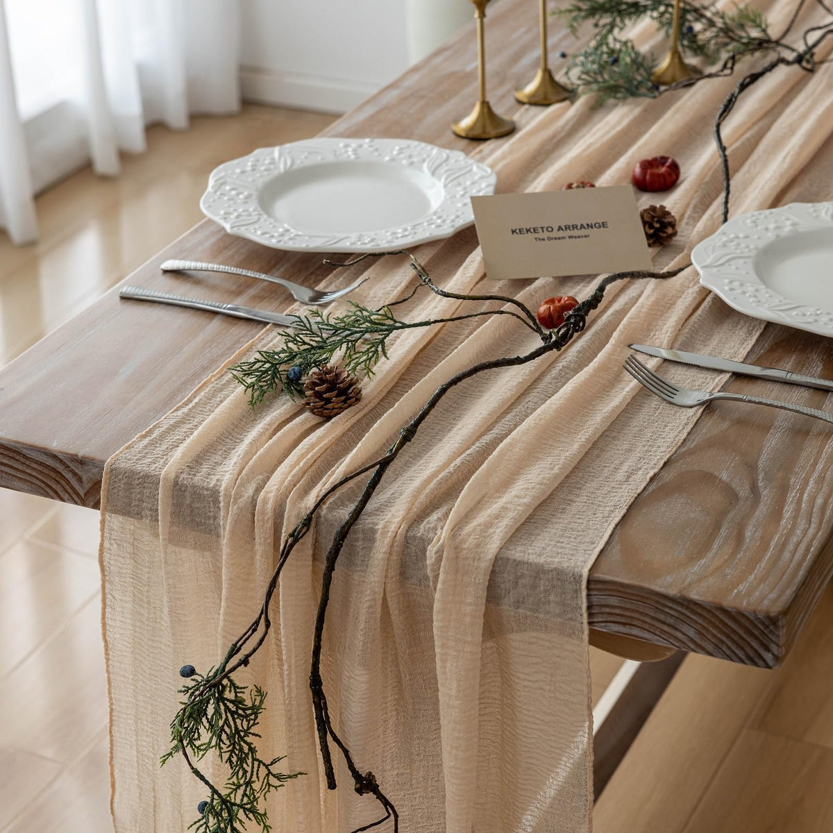 Sage Green Cheesecloth Table Runner 120 Inches Fall Party Home Decorations