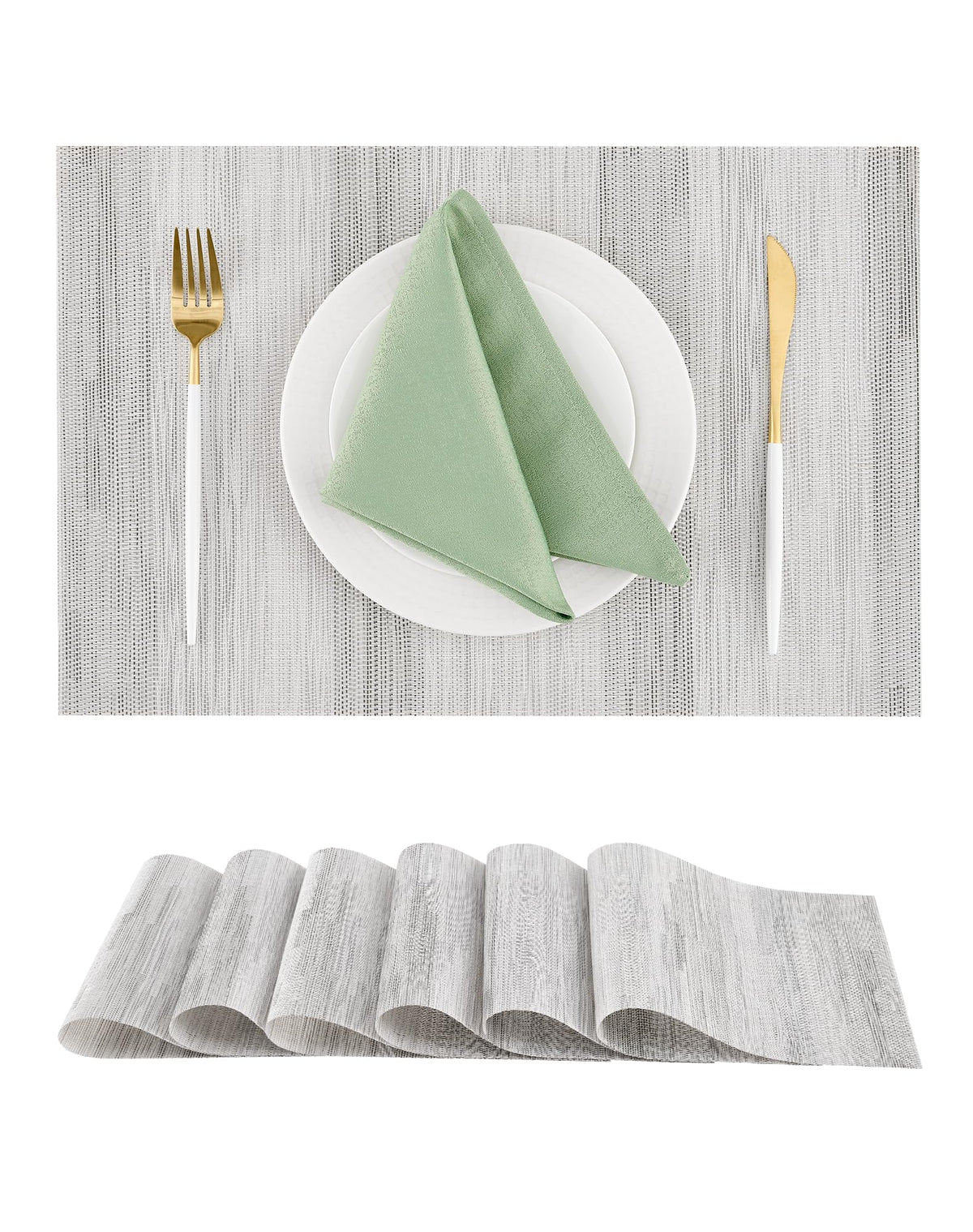 Leetaltree Light Brown Placemats Set of 8 - Heat Resistant Woven Vinyl