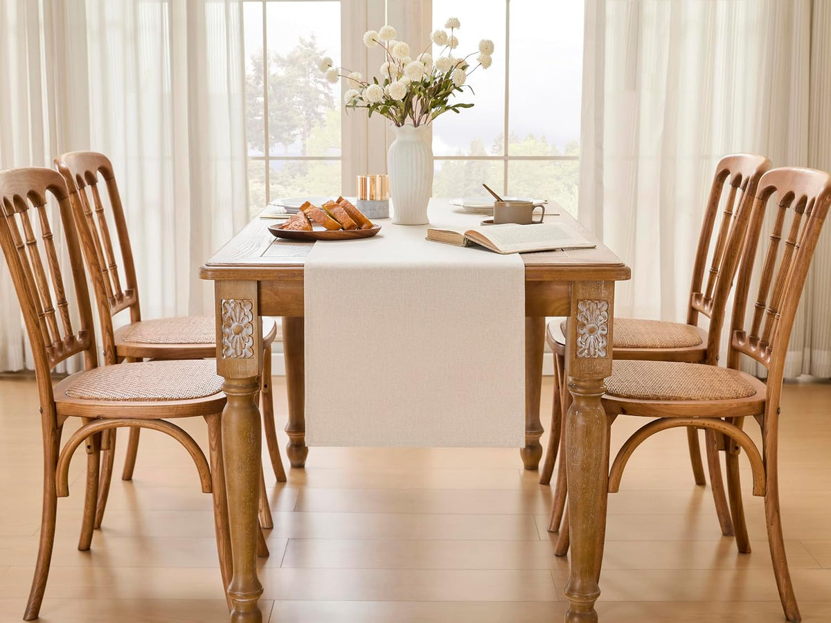 YATOJUZI Cream Table Runner Seasonal Kitchen Dining Coffee Table Decorations Beige Neutral Waterproof Farmhouse Table Runners Rustic Wedding Birthday Party Home Decor 16x71Inch