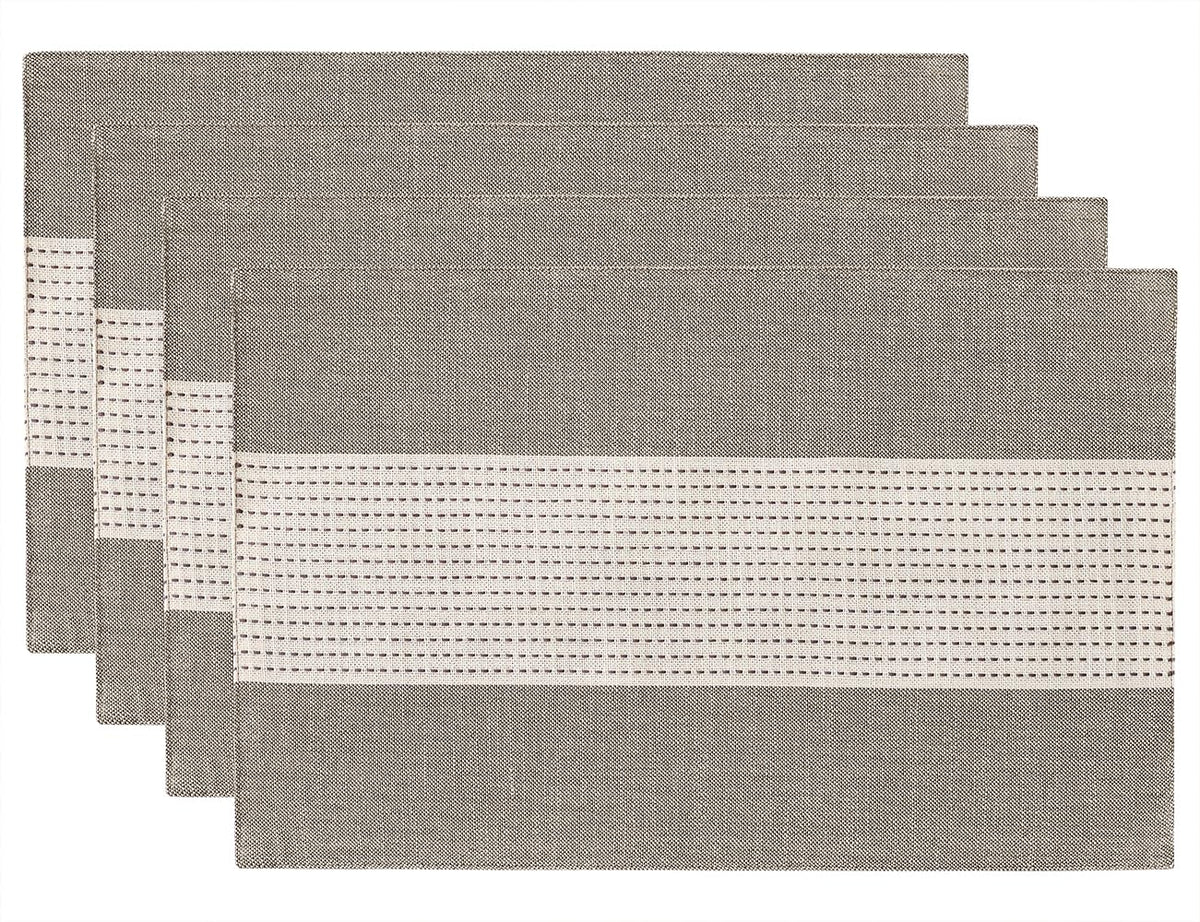 Wracra Linen Placemats, 12 x 18 Inch Set of 4 Placemats, Farmhouse Macrame Place Mats for Kitchen Table and Heat Resistant-Hemstitch Sage Green 4PCS
