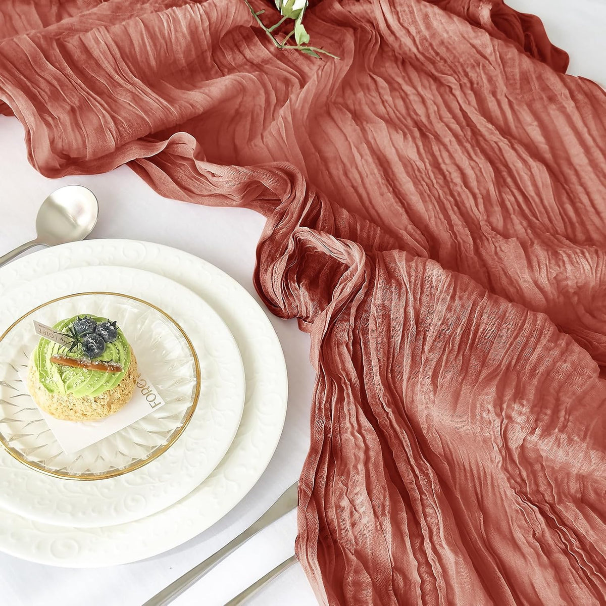 2 Pack Fall Table Runner Terracotta Cheesecloth for Home Thanksgiving Party