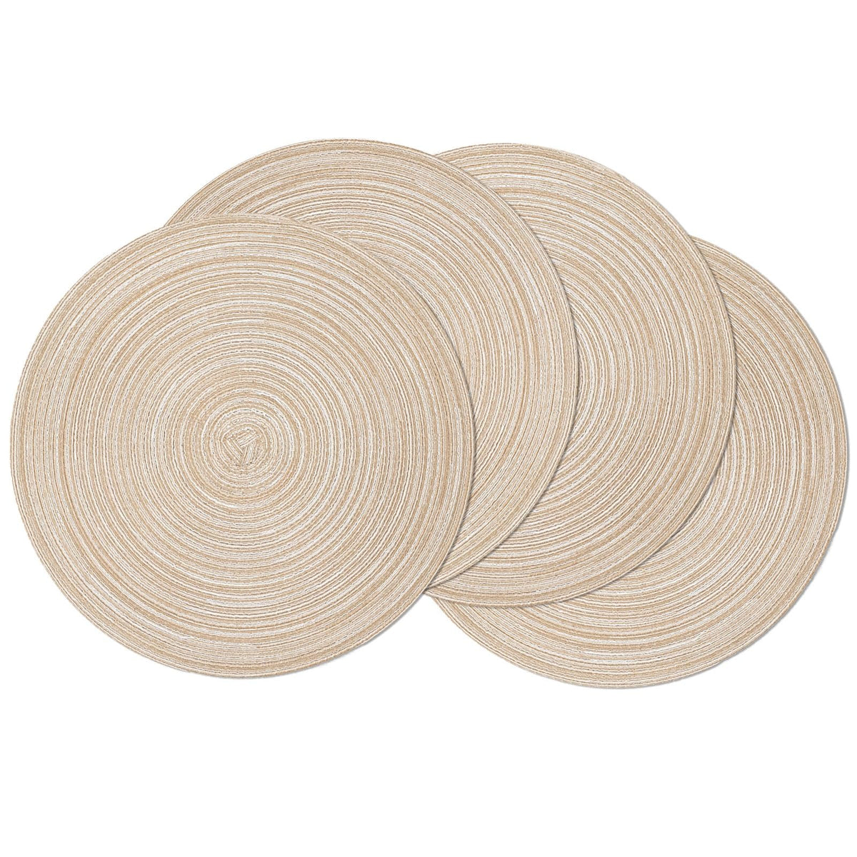 SHACOS Round Braided Placemats Set of 4 Dining Table Placemats 15 inch Circle Place Mats Easy to Clean Table Mats Indoor Outdoor, Blue Gray