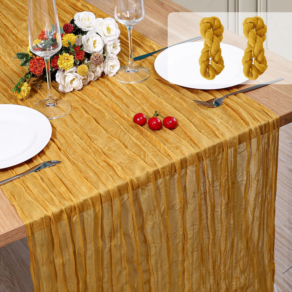 12 Pack Cheesecloth Table Runner, Runner Gauze Boho Wedding Decor Romantic Table Runner for Wedding Birthday Party(35" x 118") (Terracotta)
