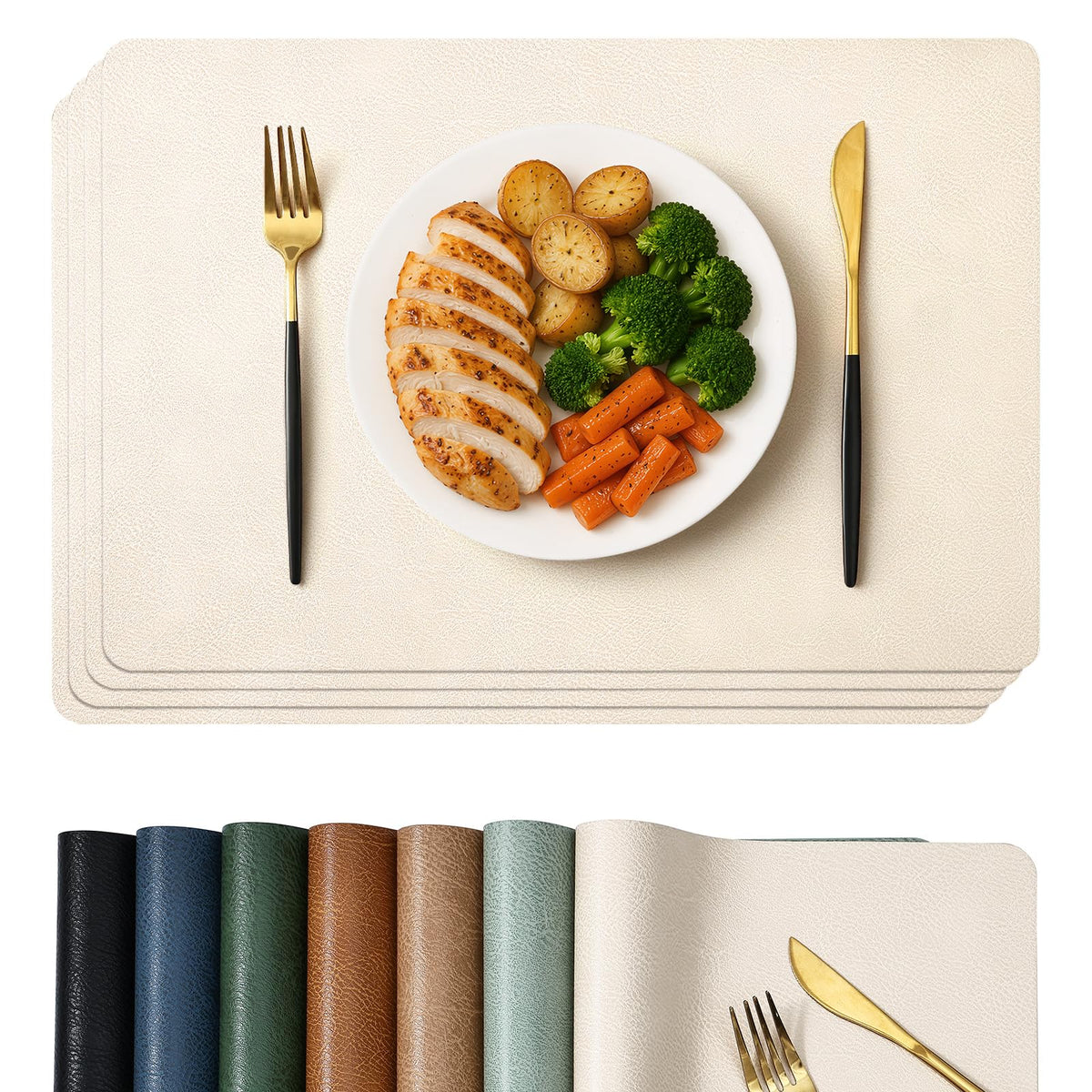 Homaxy Vinyl Heat Resistant Placemats Set of 6, Reddish Brown