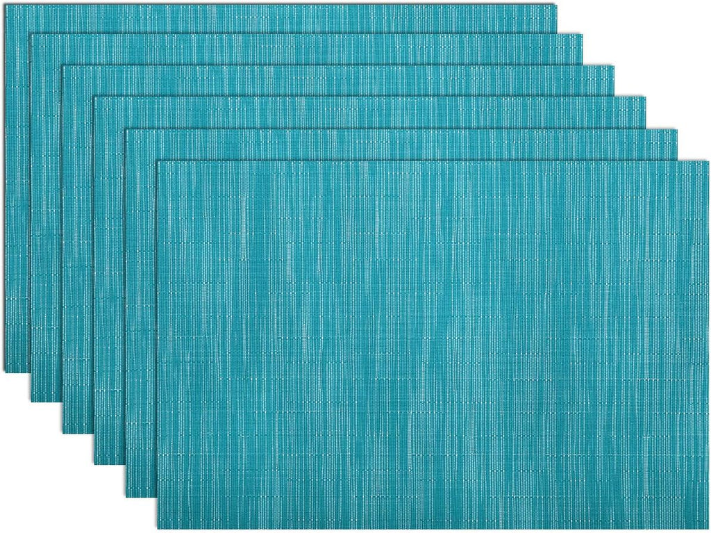 SHACOS Teal Blue Woven Placemats Set of 6 Place Mats for Dining Table